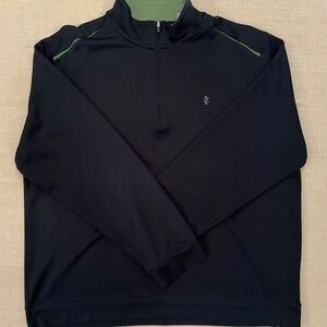 Izod Men’s Long Sleeve Zipped Pullover. Size XXL. Colors navy blue and green.